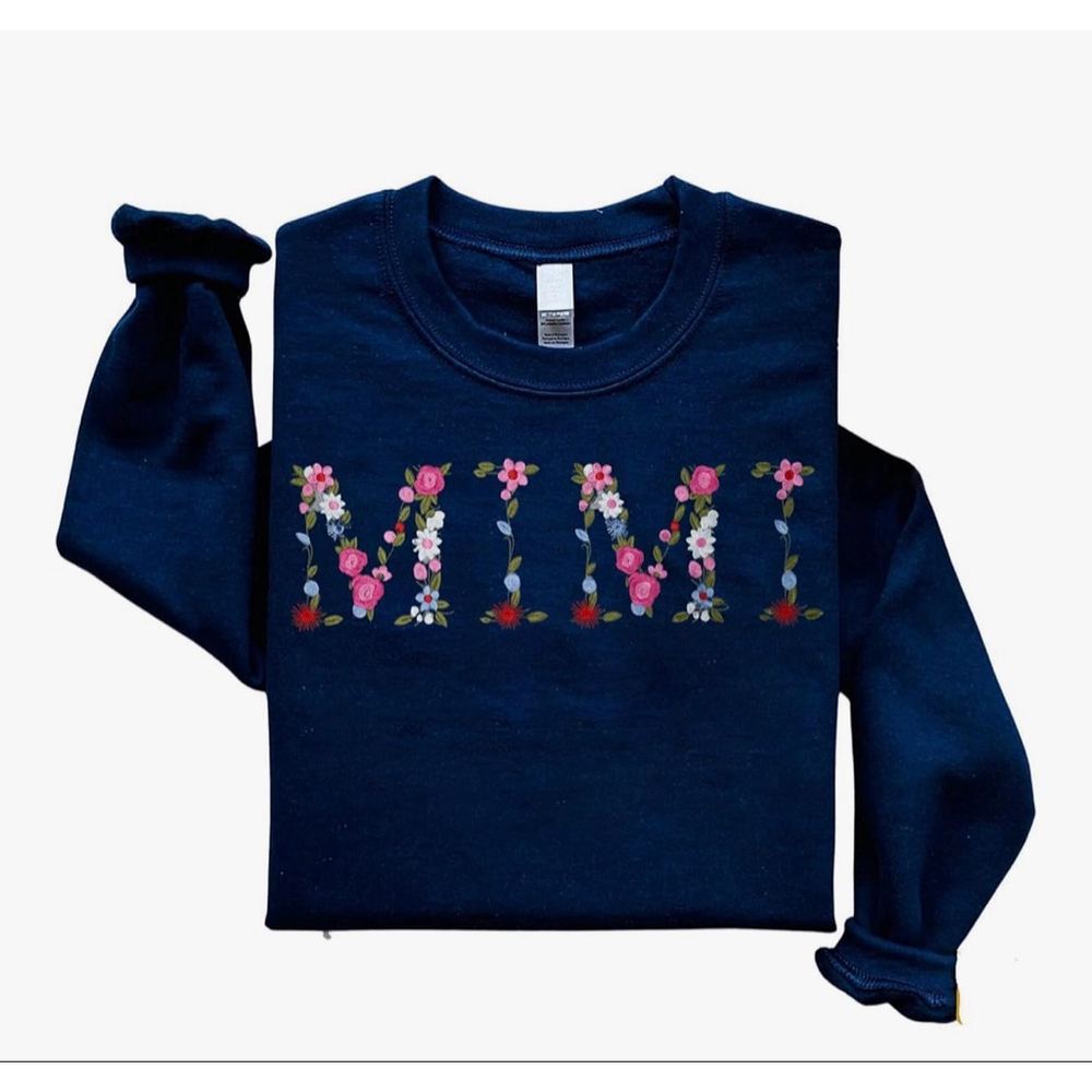 NEW Blue Cotton Blend Super Soft Embroidery “Mimi” Sweatshirt M